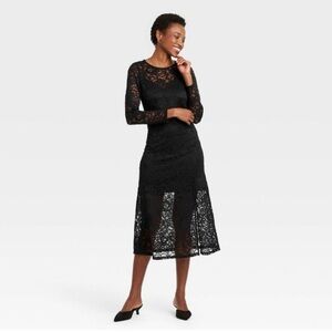 A new Day Elegant Black Lace Dress size M